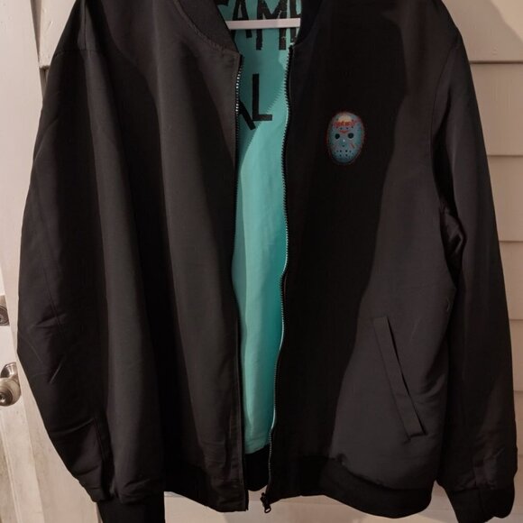 Jason Voorhees Friday the 13th Camp Crystal Reversable Jacket Size 2X-3X - Picture 3 of 12